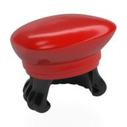 LEGO part 8287pat0001 Hat Wide with Mid-Length Hair Black pattern in Bright Red/ Red