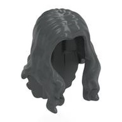 LEGO part 95225 Hair Long Wavy with Centre Part in Dark Stone Grey / Dark Bluish Gray