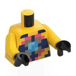 LEGO part 973c01h03pr0016 Torso, Yellow Arms, Black Hands with print in Bright Yellow/ Yellow