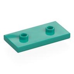 LEGO part 65509 Plate Special 2 x 4 with Groove and Two Center Studs (Jumper) in Bright Bluish Green/ Dark Turquoise