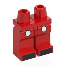 LEGO part 970c22pr0026 Hips and Red Legs with print in Bright Red/ Red