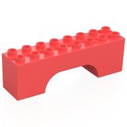 LEGO part 18652 Duplo Brick 2 x 8 x 2 Arch in Vibrant Coral/ Coral
