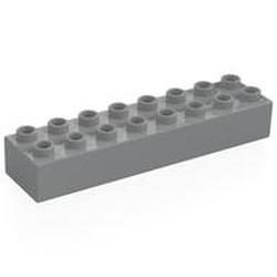 LEGO part 4199 Duplo Brick 2 x 8 in Medium Stone Grey/ Light Bluish Gray