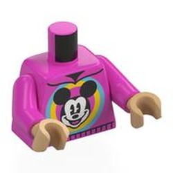 LEGO part 973c36h70pr0001 Torso, Dark Pink Arms, Warm Tan Hands with print in Bright Purple/ Dark Pink