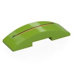 LEGO part 8166pr0001 Slope Curved 6 x 2 Double with No Studs with Black/Tan Mouth print in Bright Yellowish Green/ Lime