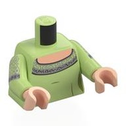 LEGO part 973c40h02pr0002 Torso, Yellowish Green Arms, Light Nougat Hands with print in Spring Yellowish Green/ Yellowish Green
