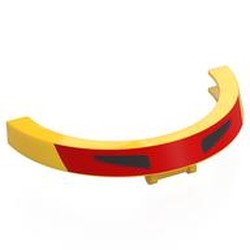 LEGO part 8009pr0002 Windscreen 10 x 2 x 4 1/3 U Shape with Red Rectangle, Black Triangle print in Bright Yellow/ Yellow