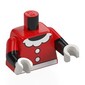Torso, Dual Molded Arms with Red Sleeves Pattern, Black Arms, White Hands with print