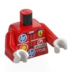 LEGO part 973c22h27pr0001 Torso, Red Arms, White Hands with print in Bright Red/ Red
