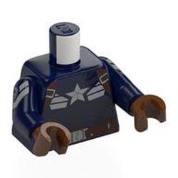 LEGO part 973c05h19pr0004 Torso, Dark Blue Arms, Reddish Brown Hands with print in Earth Blue/ Dark Blue