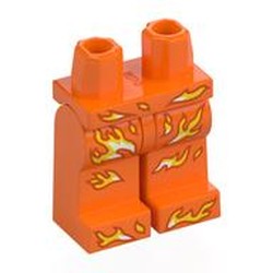LEGO part 970c34pr0008 Hips and Orange Legs with Print in Bright Orange/ Orange
