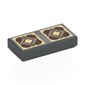Tile 1 x 2 with 2 Tan Squares, Dark Tan Squares, Reddish Brown Half Circles print
