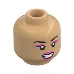 LEGO part 28621pr0163 Minifig Head with print in Warm Tan