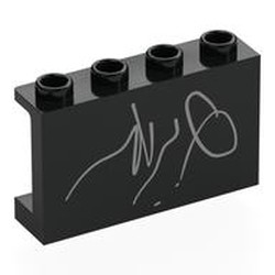 LEGO part 14718pr0029 Panel 1 x 4 x 2 with Silver Olivia Rodrigo Autograph print in Black