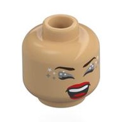 LEGO part 28621pr0162 Minifig Head with print in Warm Tan