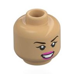 LEGO part 28621pr0161 Minifig Head with print in Warm Tan