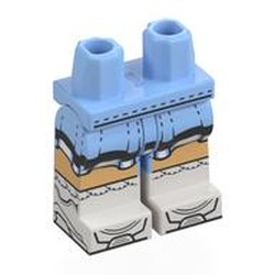 LEGO part 970c29pat27pr0002 Hips with Bright Light Blue Legs and White Boots Pattern with print in Light Royal Blue/ Bright Light Blue