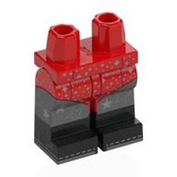 LEGO part 970c22pat03pr0002 Hips with Red Legs and Black Boots Pattern with print in Bright Red/ Red