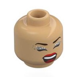 LEGO part 28621pr0160 Minifig Head with print in Warm Tan