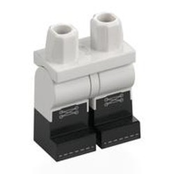 LEGO part 970c27pat03pr0004 Hips with White Legs and Black Boots Pattern with print in White