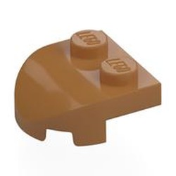 LEGO part 7037 Brick Wedged, Rounded 2 x 2 with Curved Front, 2 Studs in Medium Nougat