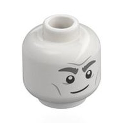 LEGO part 28621pr0140 Minifig Head with print in White