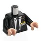 Torso Suit with Pockets, White Shirt with Collar, Black Tie and ID Badge Print, Black Arms, Light Nougat Hands