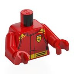 LEGO part 973c22h22pr0008 Torso, Red Arms and Hands with print in Bright Red/ Red