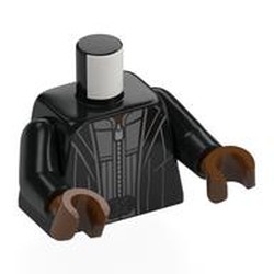 LEGO part 973c03h19pr0004 Torso, Black Arms, Reddish Brown Hands with print in Black