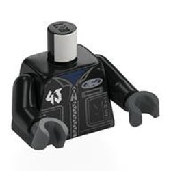 LEGO part 973c03h12pr0007 Torso, Black Arms, Dark Bluish Gray Hands with print in Black
