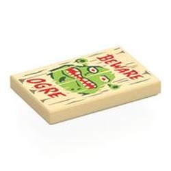 LEGO part 26603pr0062 Tile 2 x 3 with print in Brick Yellow/ Tan