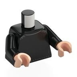 LEGO part 973c03h02pr0020 Torso, Black Arms, Light Nougat Hands with print in Black