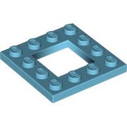 LEGO part 64799 Plate Special 4 x 4 with 2 x 2 Opening in Medium Azure