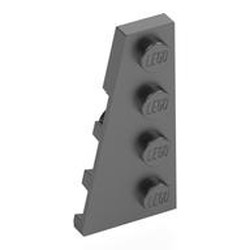LEGO part 41770 Wedge Plate 4 x 2 Left in Cool Silver Drum Lacquered / Metallic Silver
