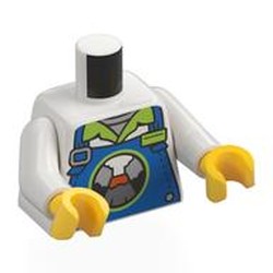 LEGO part 973c27h01pr0063 Torso, White Arms, Yellow Hands with print in White
