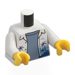 LEGO part 973c27h01pr0066 Torso, White Arms, Yellow Hands with print in White