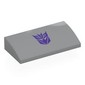 Slope Brick Curved 2 x 4 x 2/3 No Studs, with Bottom Tubes with Dark Purple Megatron Symbol print