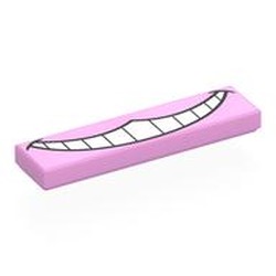 LEGO part 2431pr0022 Tile 1 x 4 with Mouth, Teeth print in Light Purple/ Bright Pink