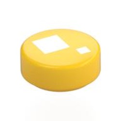 LEGO part 98138pr0060 Tile Round 1 x 1 with Large and Small White Squares Print (Brickheadz Eye) in Bright Yellow/ Yellow