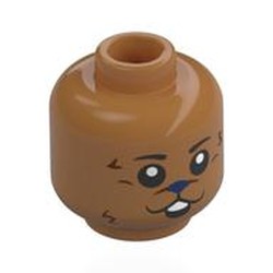 LEGO part 28621pr0177 Minifig Head with print in Medium Nougat