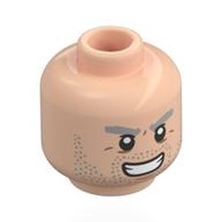 LEGO part 28621pr0176 Minifig Head with print in Light Nougat