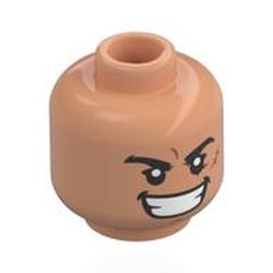 LEGO part 28621pr0174 Minifig Head with print in Nougat