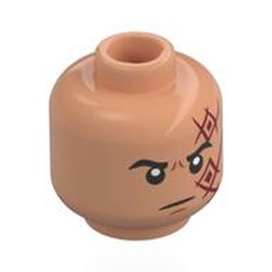 LEGO part 28621pr0173 Minifig Head with print in Nougat
