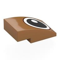 LEGO part 24309pr0016 Brick Curved 3 x 2 No Studs with Left Eye Print in Medium Nougat