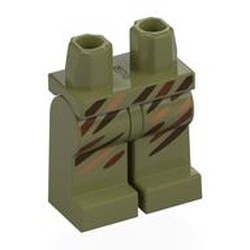 LEGO part 970c20pr0006 Hips and Olive Green Legs with print in Olive Green
