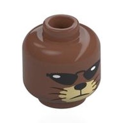 LEGO part 28621pr0171 Minifig Head with print in Medium Brown