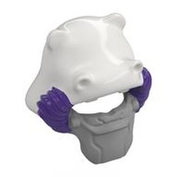 LEGO part 117408pat0001 Headwear, Hippo Head, Dark Purple Hoses, Flat Silver Facemask pattern in Medium Lilac/ Dark Purple