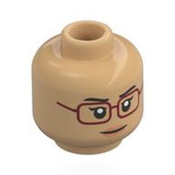 LEGO part 28621pr0181 Minifig Head with print in Warm Tan