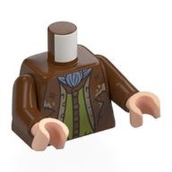 LEGO part 973c19h02pr0006 Torso, Reddish Brown Arms, Light Nougat Hands with print in Reddish Brown