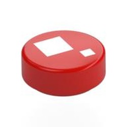 LEGO part 98138pr0060 Tile Round 1 x 1 with Large and Small White Squares Print (Brickheadz Eye) in Bright Red/ Red
